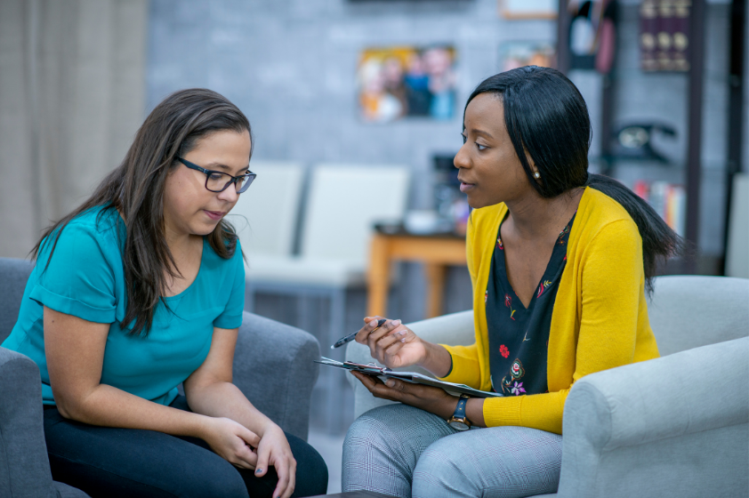 advocate helping a client